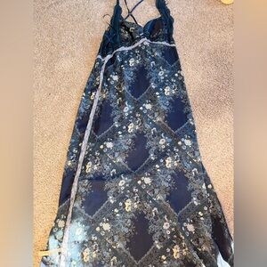 BNWT free people Navy Floral Lace-Trim Midi Dress